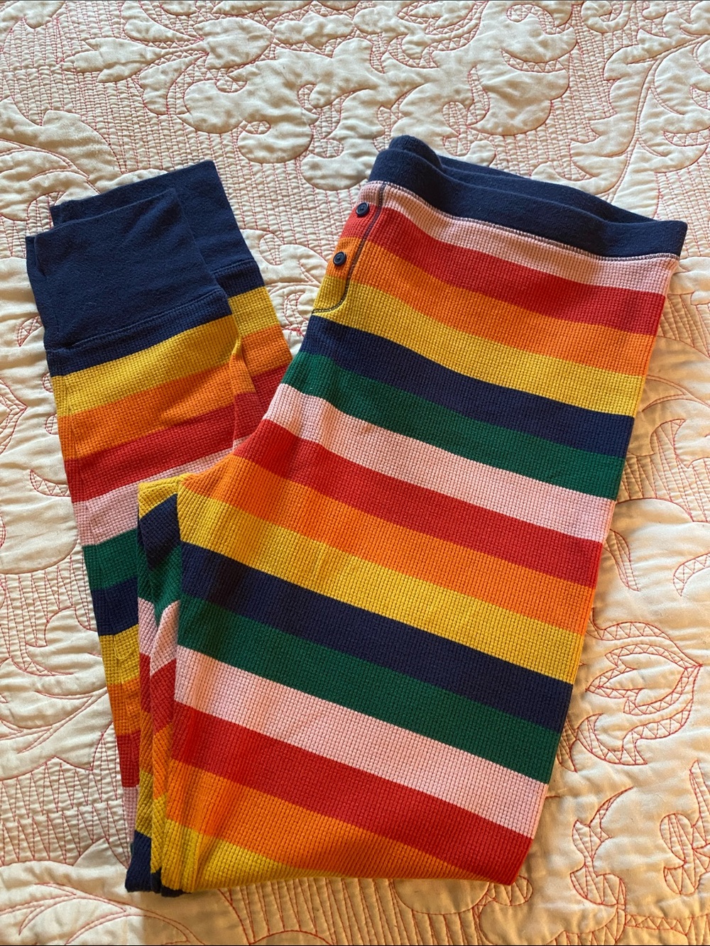 Old Navy Multicolor Rainbow Stripe Knit Pajama Leggings